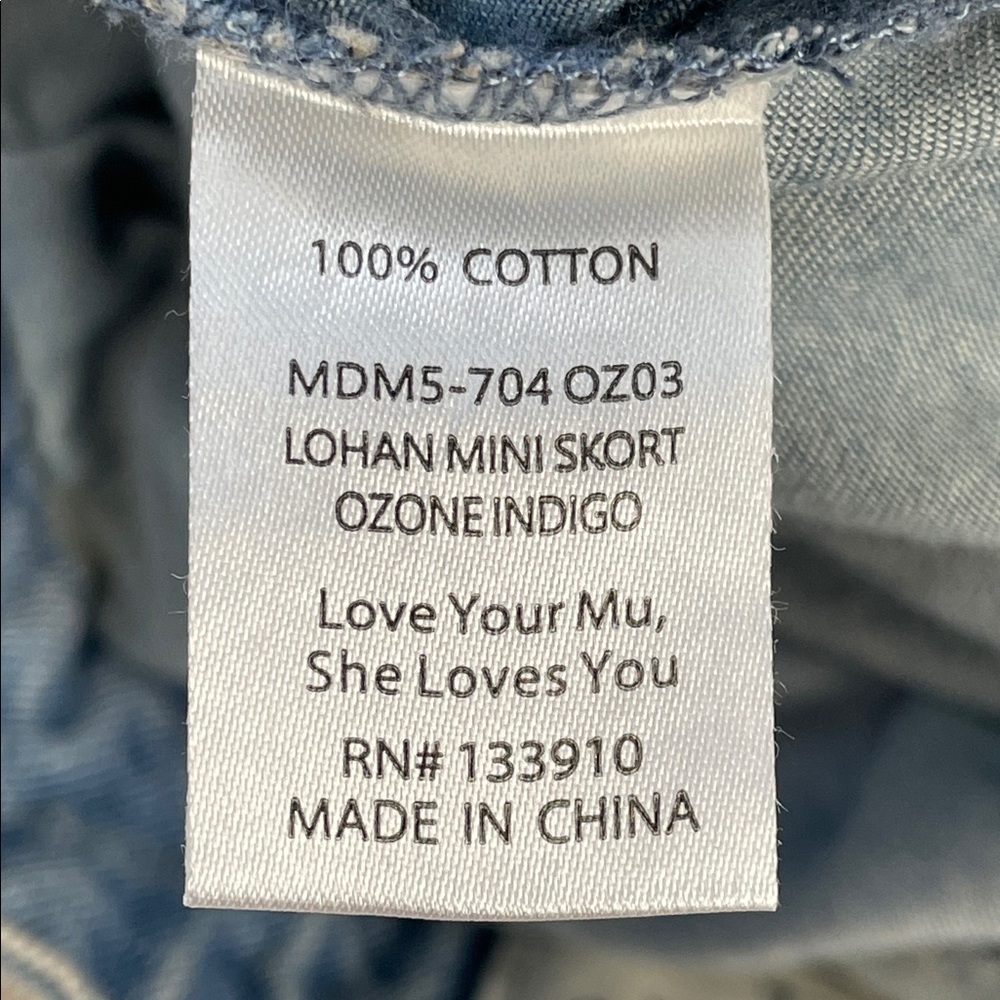 New Show Me Your Mumu Lohan Mini Skirt Skort Ozone Indigo Denim Sz L - Picture 14 of 16